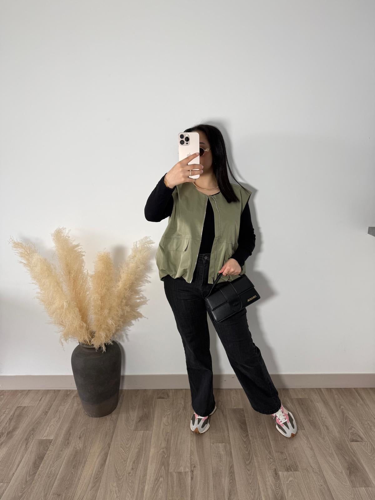 Veste cargo sans manche kaki