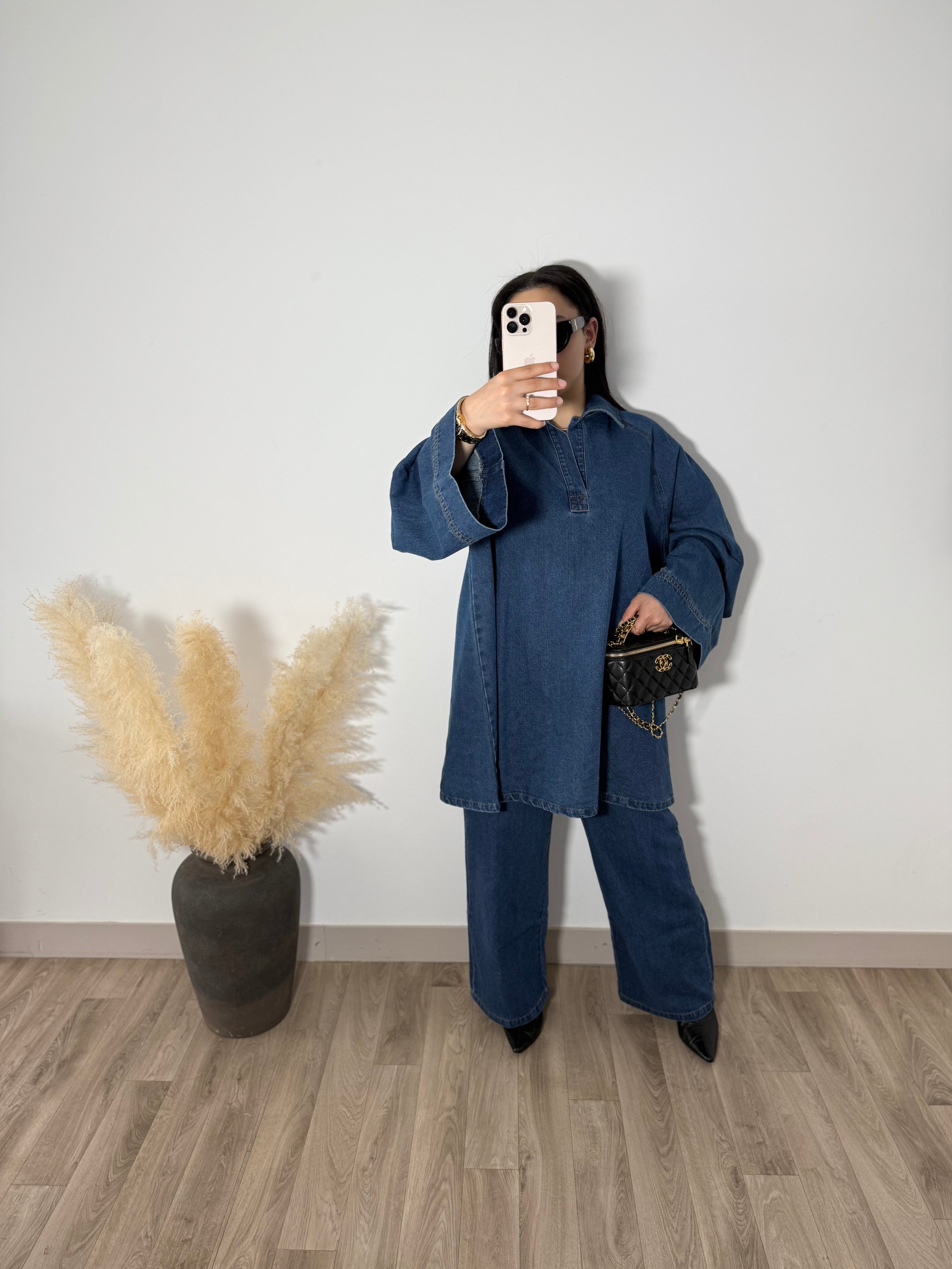 Ensemble en jean bleu foncé